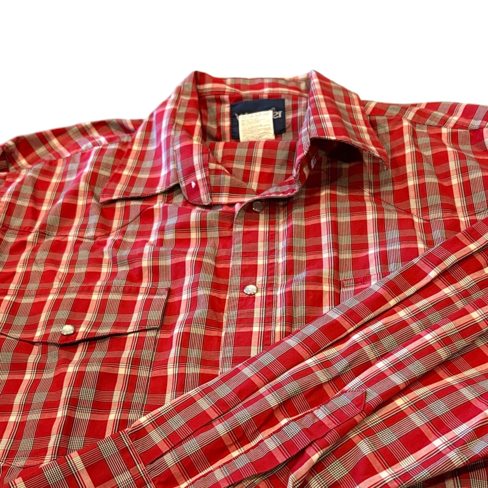 Wrangler Red and Gray Plaid Men's XL Western Shirt